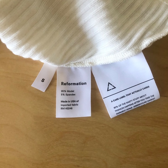 Reformation White Ribbed Tie Front Corset Sundance Top with Ruffle Sleeves - Picture 6 of 6